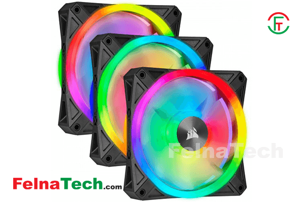 Corsair iCUE QL120 RGB 120mm PWM White Case Fan Triple Fan Kit with Lighting Node CORE