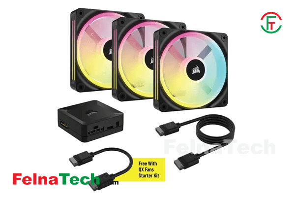Corsair iCUE LINK QX120 RGB 120mm White Case Fan with iCUE Link System Hub