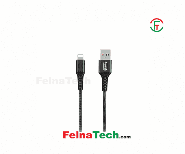 DENMEN FAST CHARGING DATA CABLE D02L FOR IPHONE 2.4A BLACK