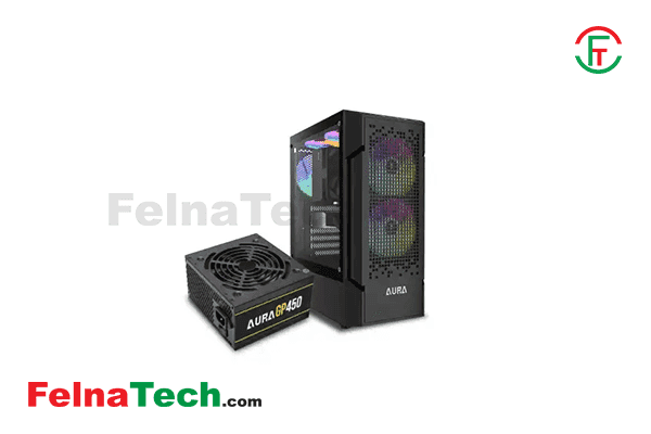 Gamdias AURA GC7 RGB Mid Tower Black ATX Gaming Desktop Casing with AURA GP450 (450W) PSU