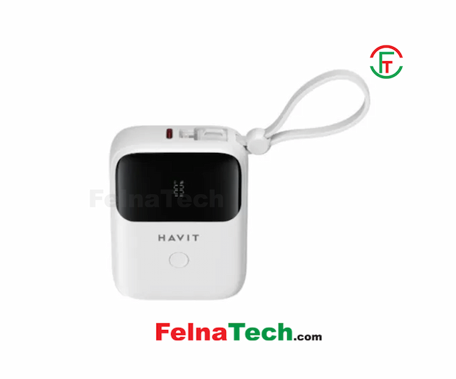 Havit PB5215 10000mah Digital Display Power Bank with USB-C & Lightning Cable