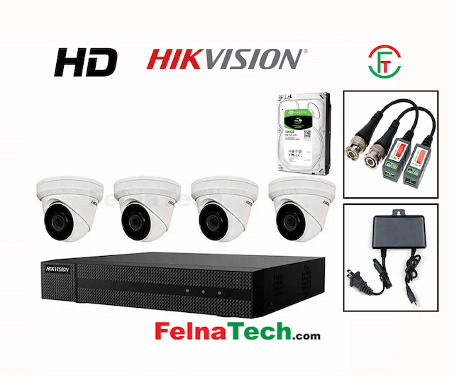 HIKVISION 4 unit HD night vision security cc camera Package