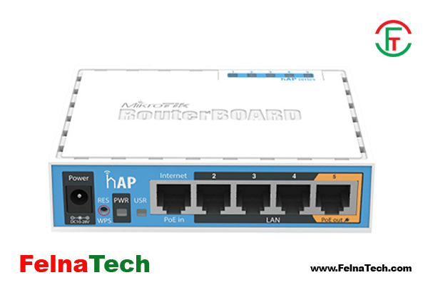 Mikrotik RB951Ui-2nD hap 650 MHz CPU,64MB RAM,5-10/100 Ethernet ports,2.4GHz AP Wireless Router