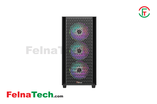 PC Power Flow Dark Mesh Mid Tower ATX Gaming Casing