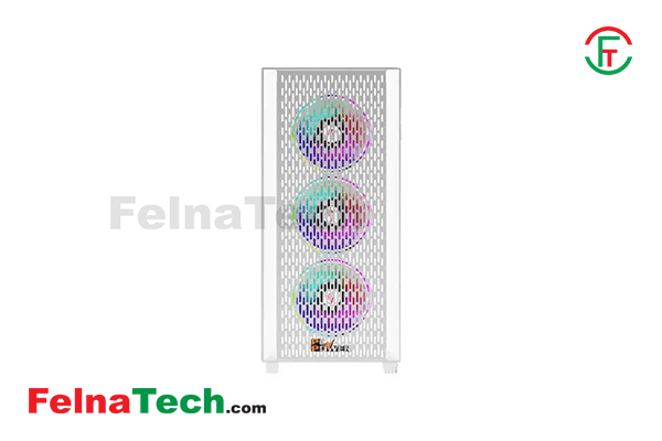 PC Power Flow White Mesh Mid Tower ATX Gaming Casing with Power Supply