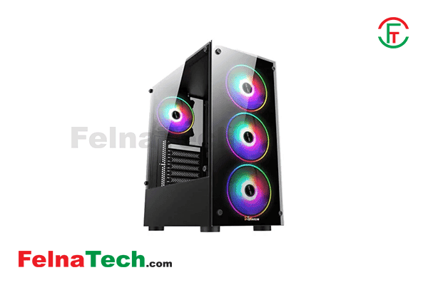 PC Power PP-GS2404 BK Crystal Glass Mid Tower Gaming Casing