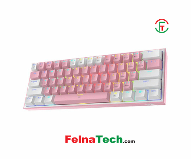 REDRAGON K617 FIZZ 60% WIRED RGB GAMING KEYBOARD -WHITE & PINK MIXED-COLORED