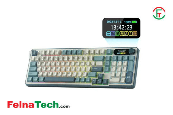 Royal Kludge S98 Tri-Mode Hot-Swappable Chartreuses Switch Mechanical Keyboard With Display