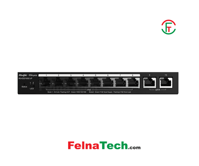Ruijie RG-ES210GC-LP 10-Port Gigabit Smart Cloud Managed PoE Switch