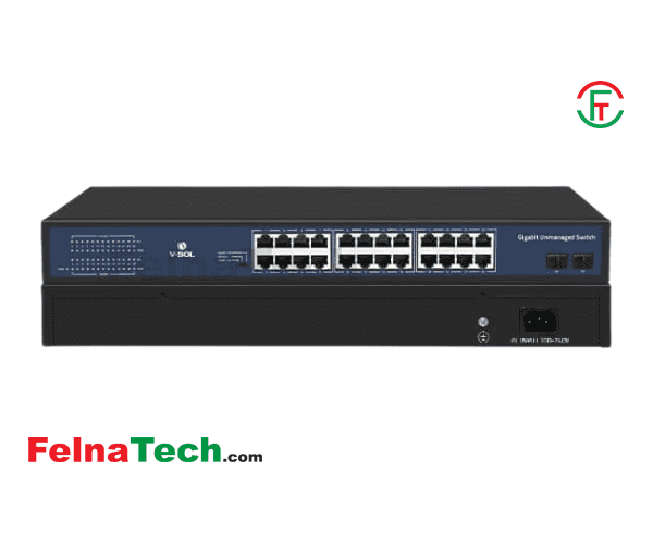 V-SOL V1124-2S-P2 24-Port 100M PoE + 2-Port Gigabit Combo SFP Unmanaged Switch