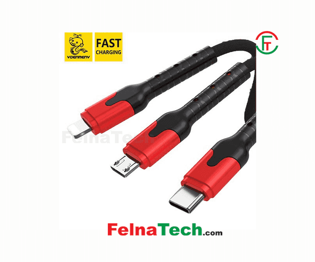 VDENMENV D29E 3-in-1 Fast charge data cable All In One TYPE-C Micro Lightning