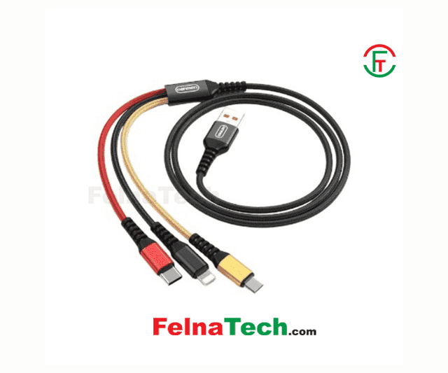 Vdenmenv D02E 3 In 1 Charging Cable 2.4A Micro USB -Type C - Lightning Cable Chargin