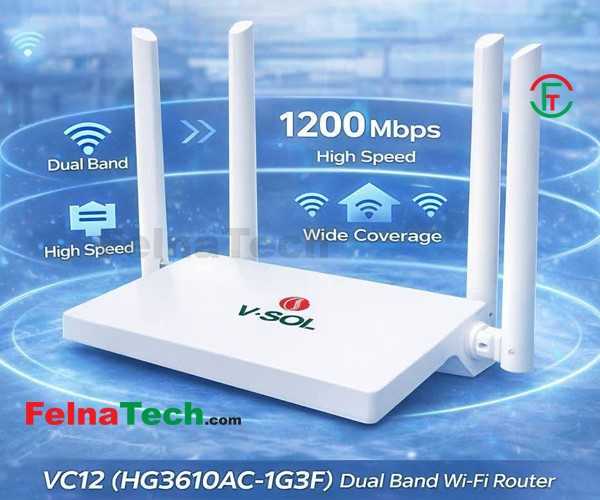 VSOL AC1200 Dual Band Gigabit WiFi 5 Router MU-MIMO + OFDM Support HG3610AC-1G3F