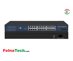 V-SOL V1124-2S-P2 24-Port 100M PoE + 2-Port Gigabit Combo SFP Unmanaged Switch